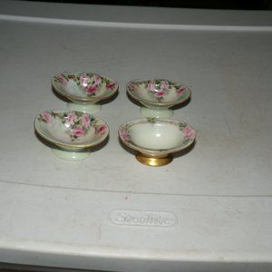 4 vintage bone china salt cellars.